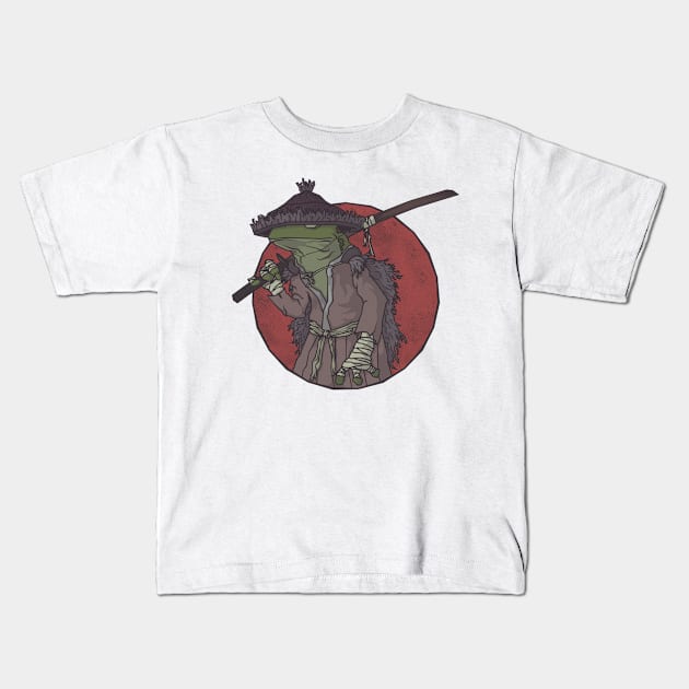 Samurai Ronin Frog Kids T-Shirt by MythoCulture